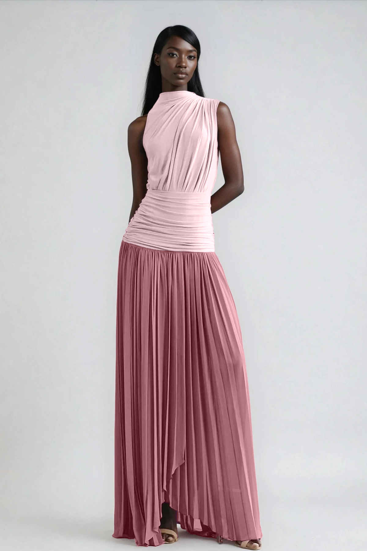 Domhnall Asymmetric Ruch Maxi Dress