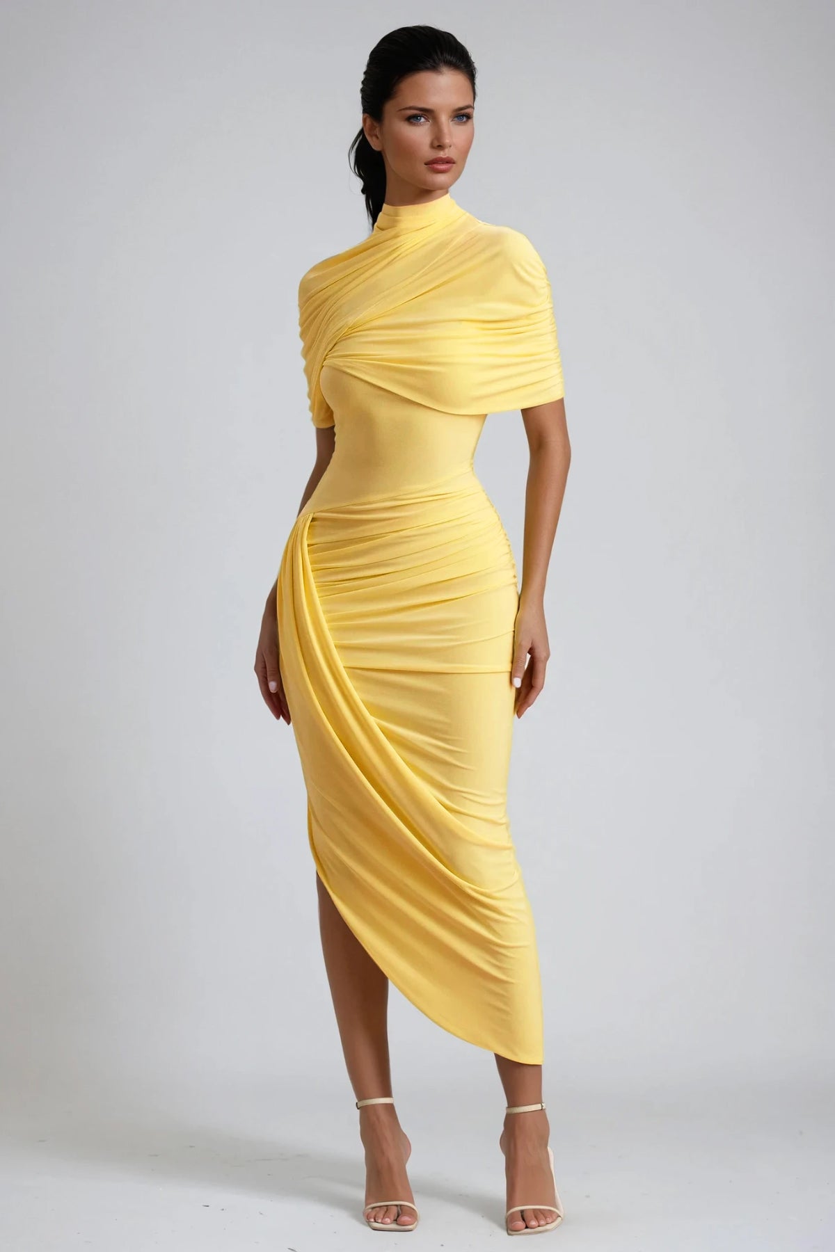 Asymmetric Dominika Bodycon Shawl Midi Dress