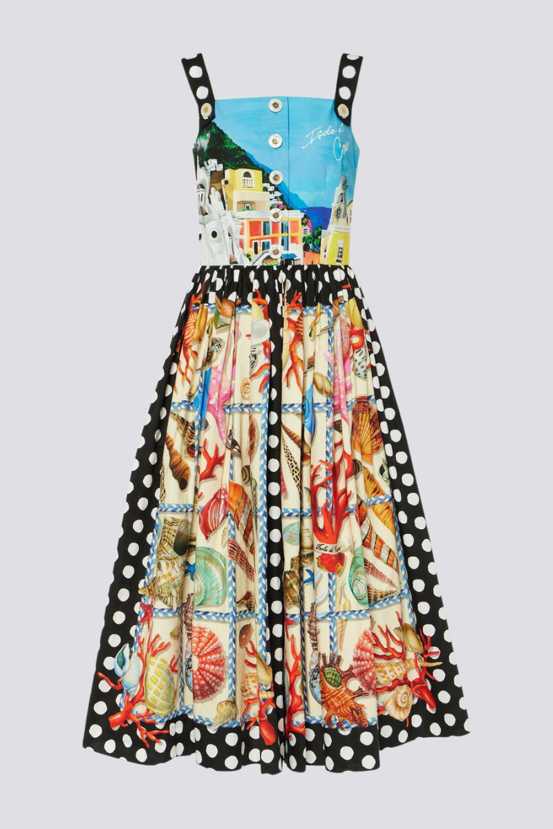 Timeless Rosario Polka Dot Square Neck Midi Dress Boutique Collection