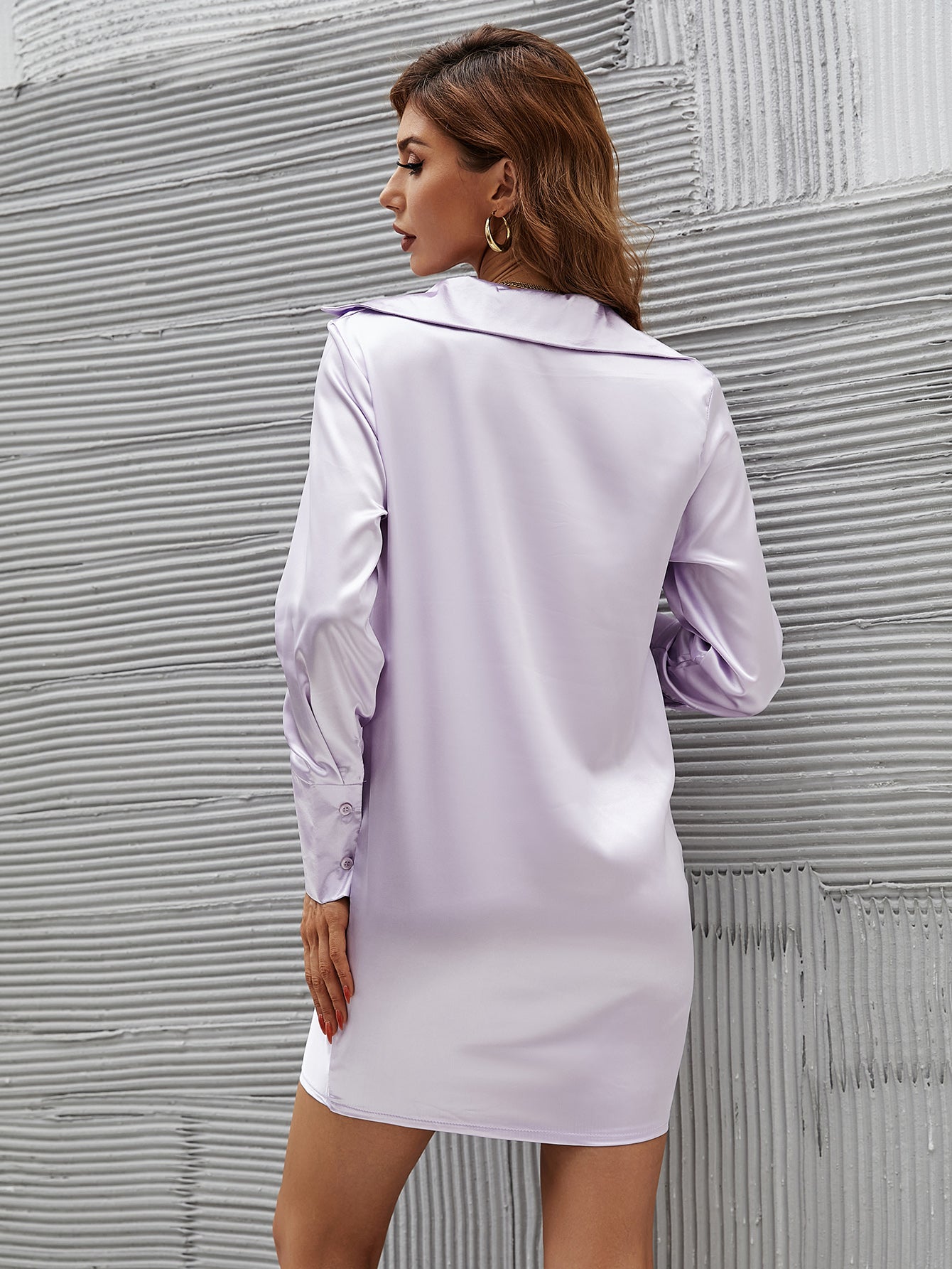 Draped Front Silky Satin Dress