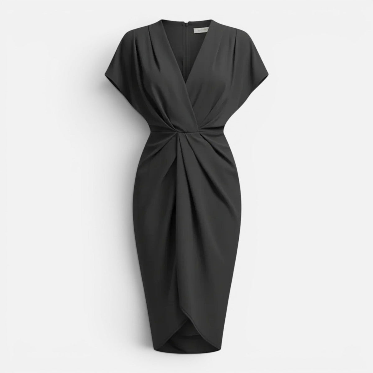Maison Straver | Women’s Midi Dress Draped Front Elegant Slim Fit Side Slit