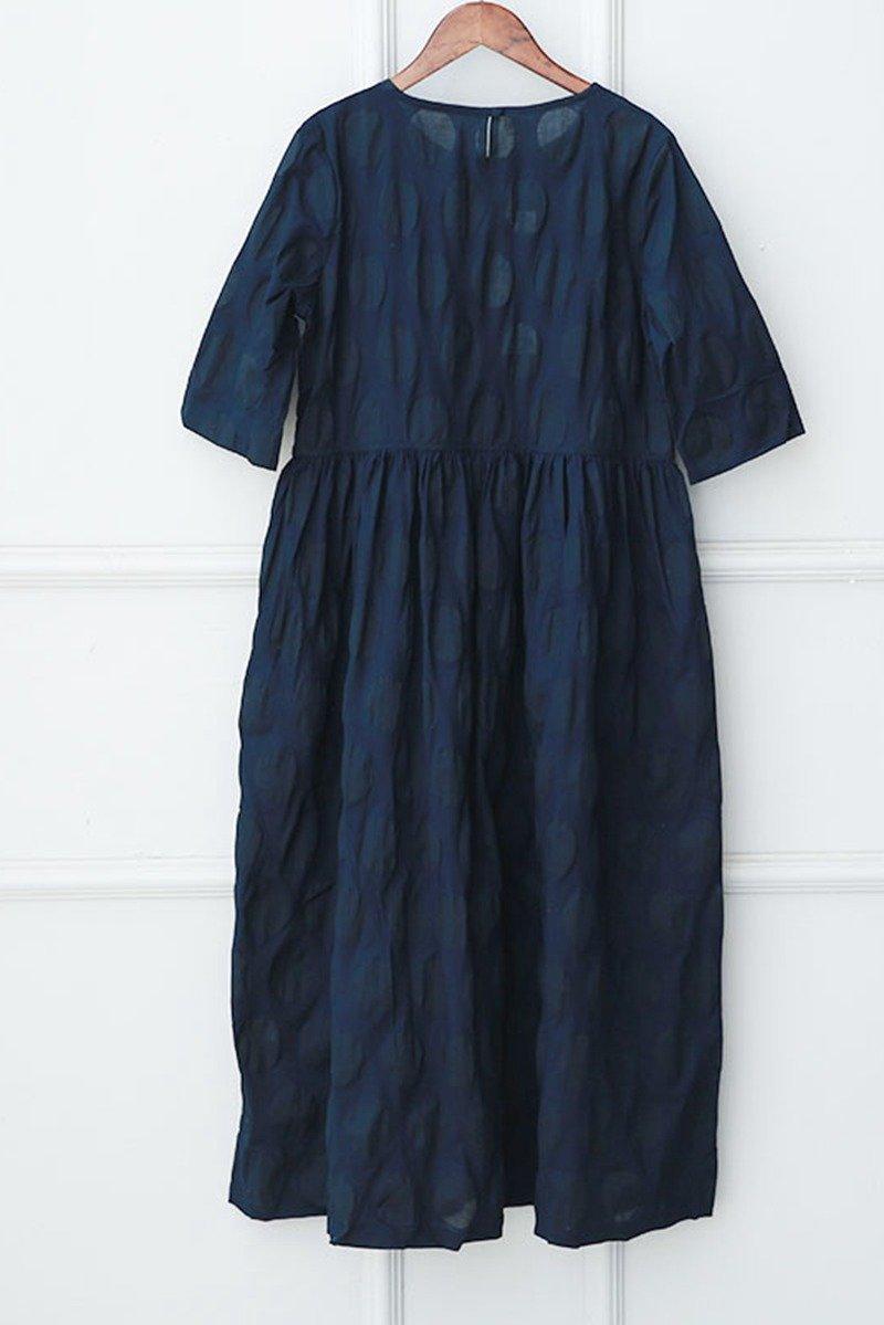 Blue Plus Size Casual Cotton Linen Dresses For Women