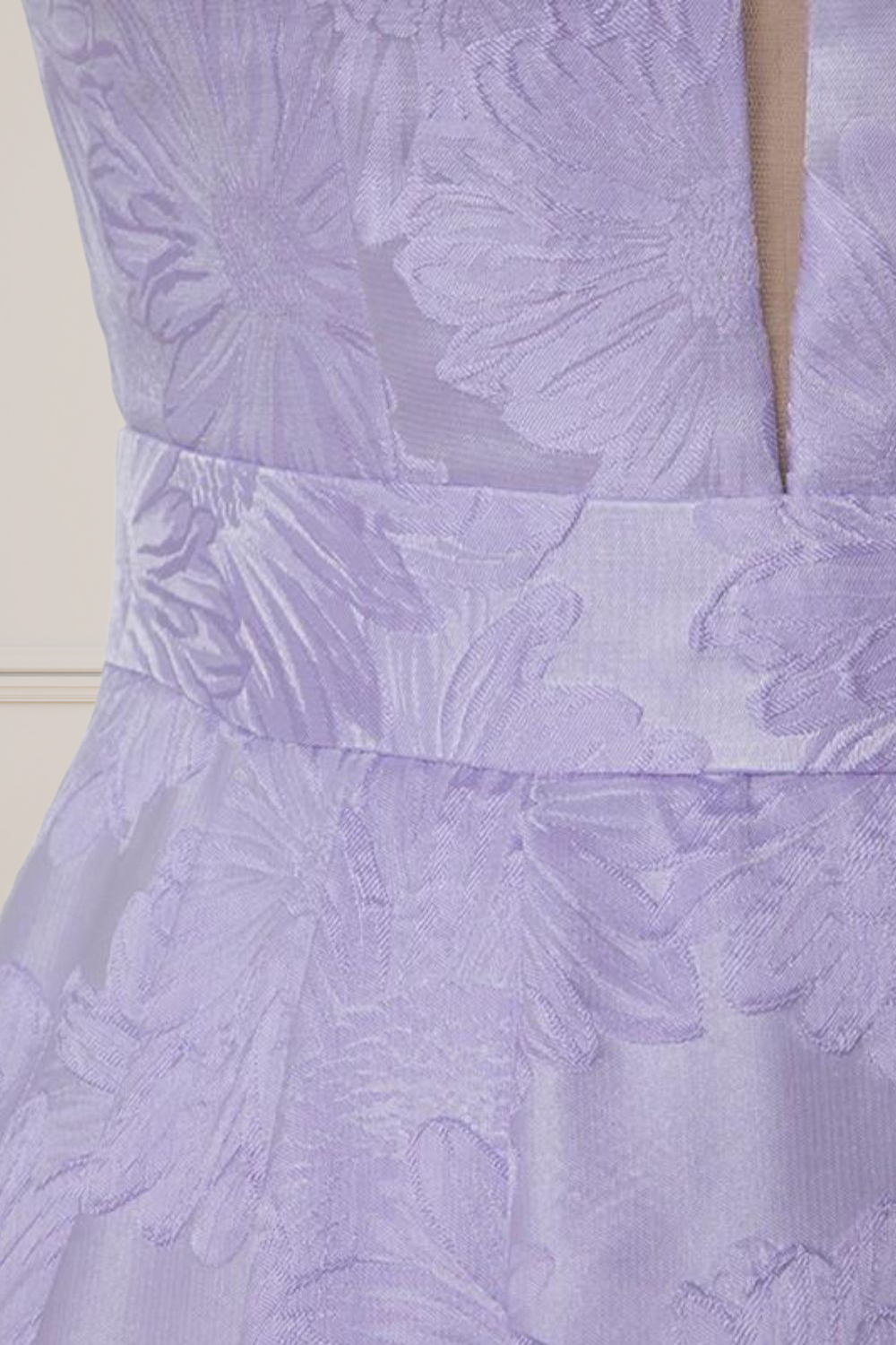 A Line Bateau Sleeveless Floral Satin Prom Dress