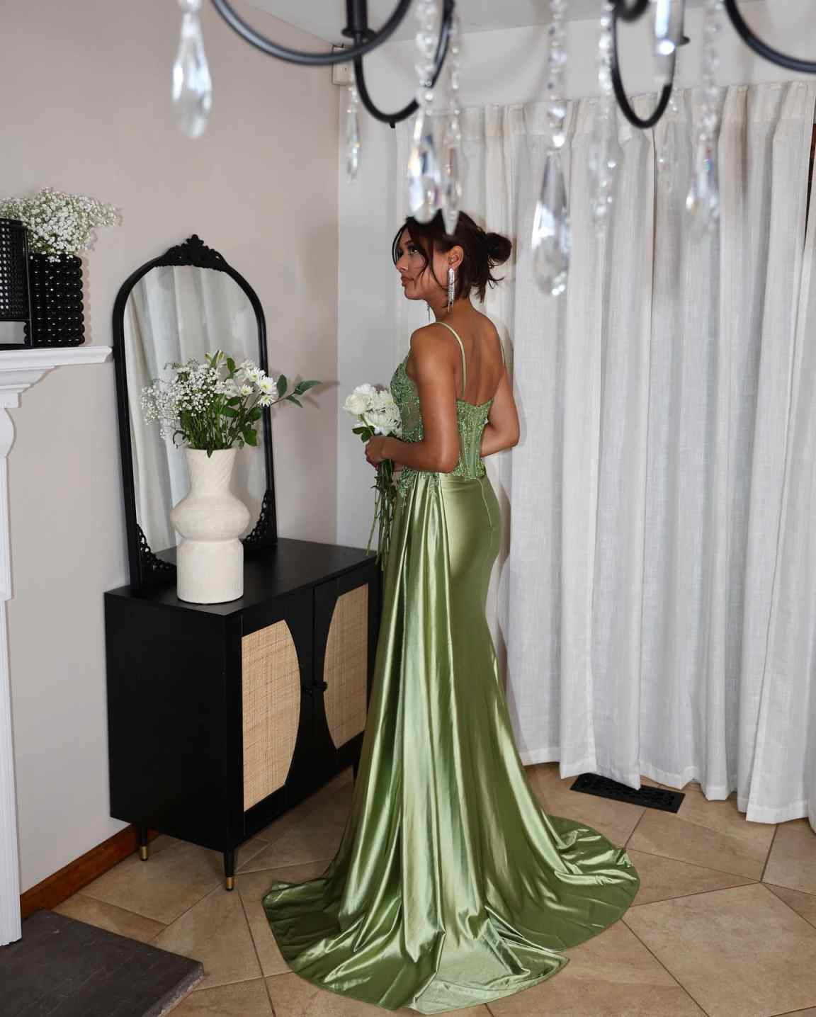 22050 - Sweetheart Illusion Lace Appliques Mermaid Long Formal Prom Dress with Slit