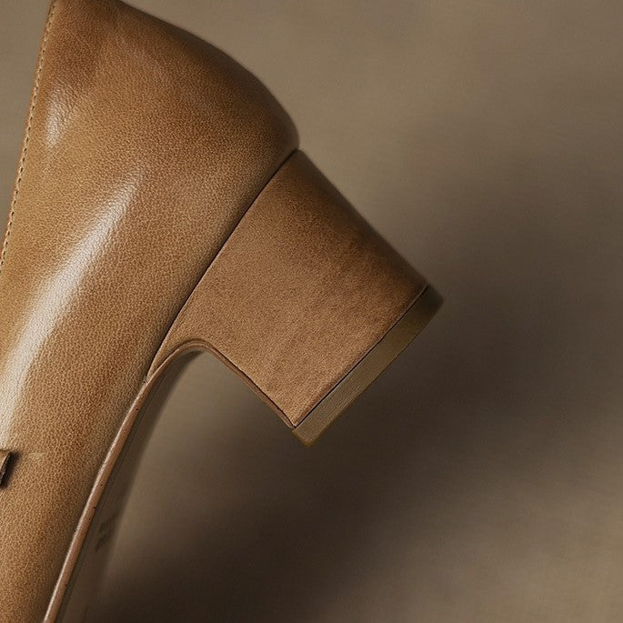 Square Toe Buckle Strap Block Heel Mary Jane Pumps