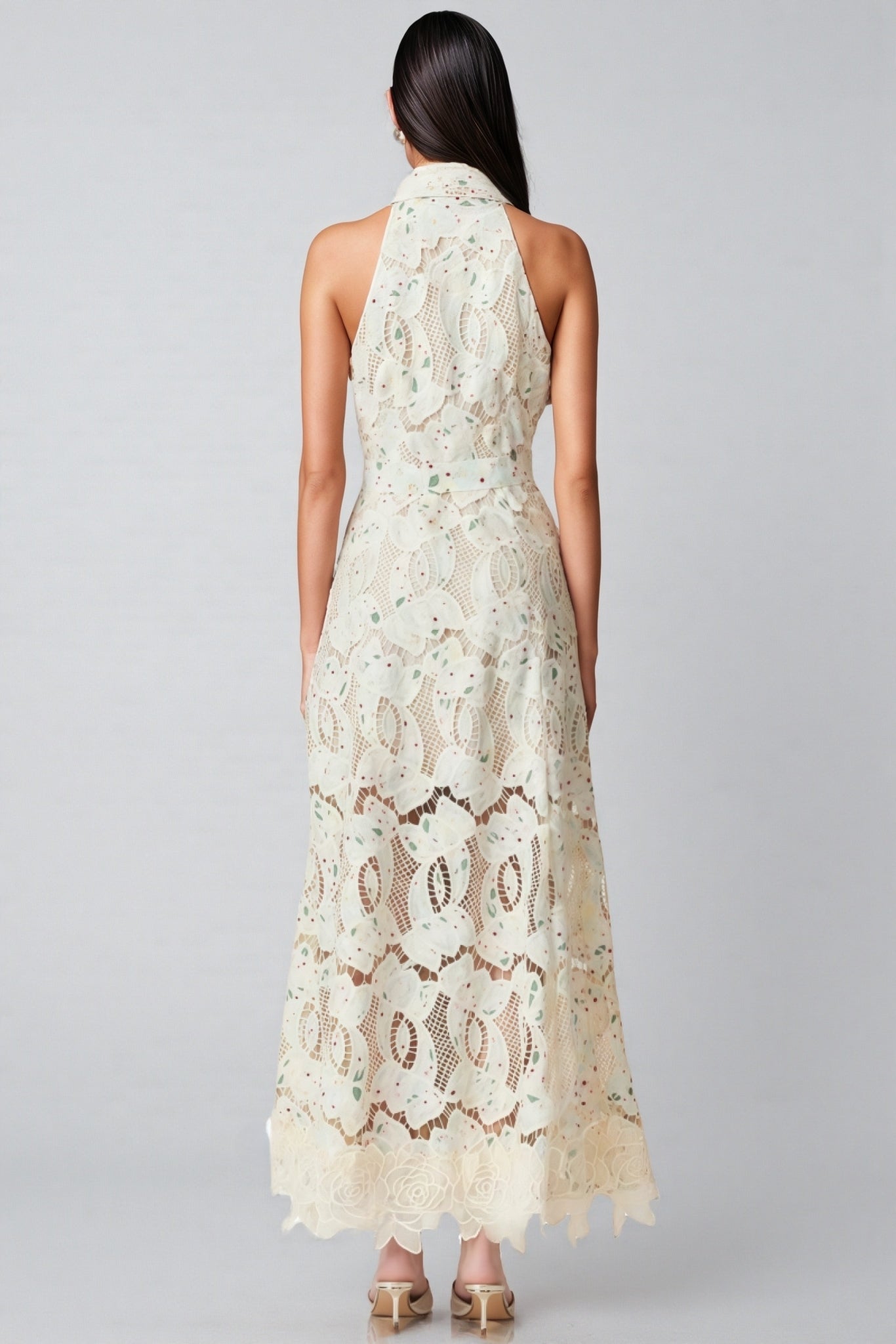 Harld White Lace Floral Maxi Dress - View 5