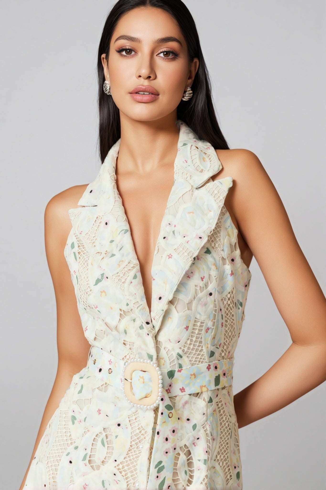 Harld White Lace Floral Maxi Dress - View 4