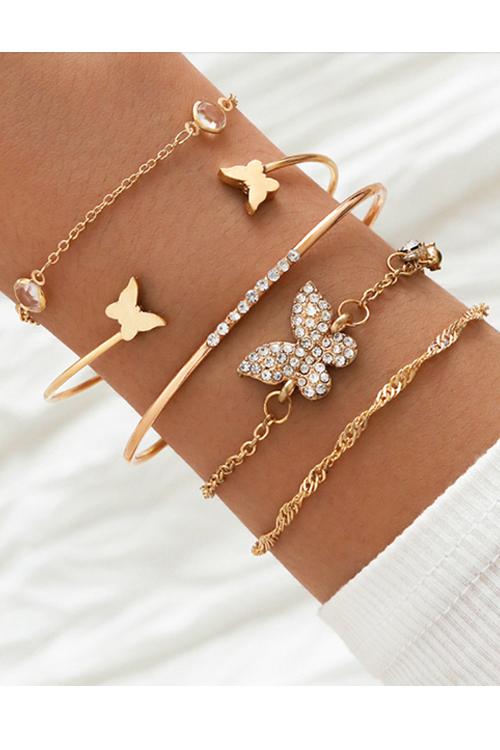 Butterfly Rhinestone Layer Bracelets