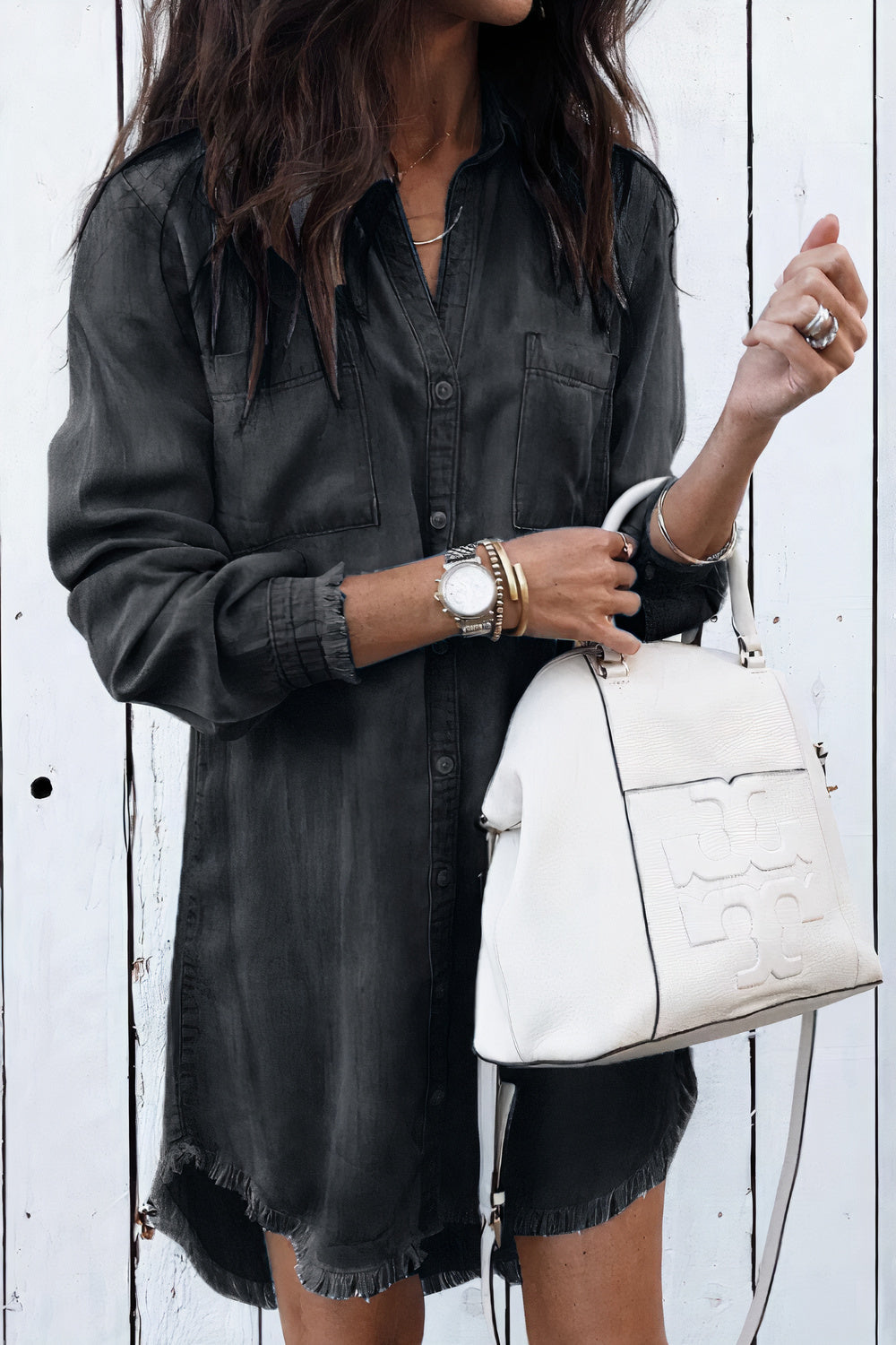 Estefanía Effortless Vintage Denim Dress Elevated Occasion Wear