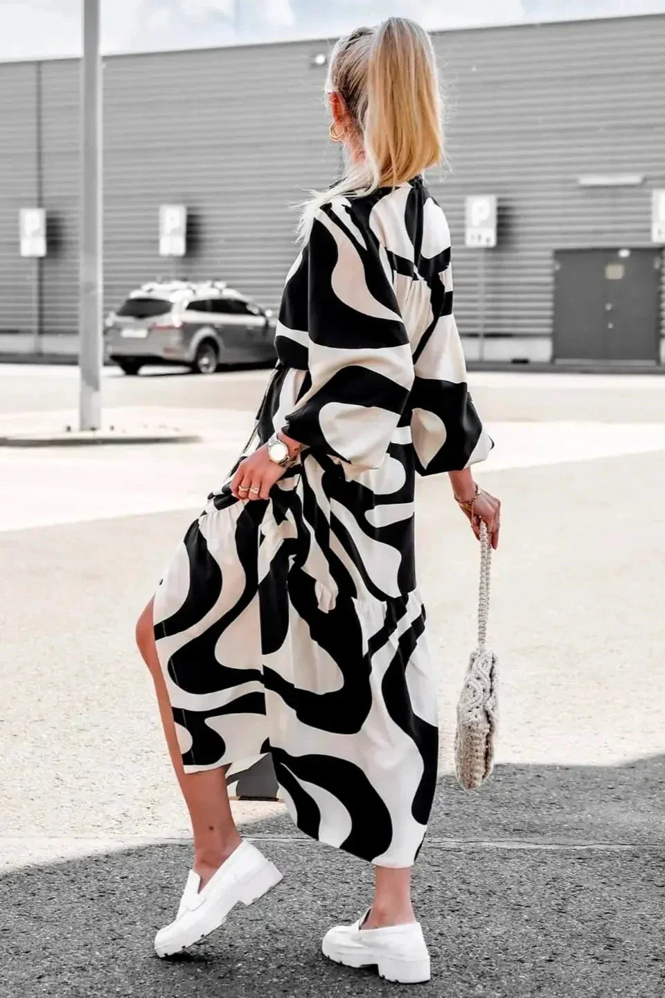 Vanesa Minimalist Effortlessly Chic Printed Maxi Dress Boutique Collection