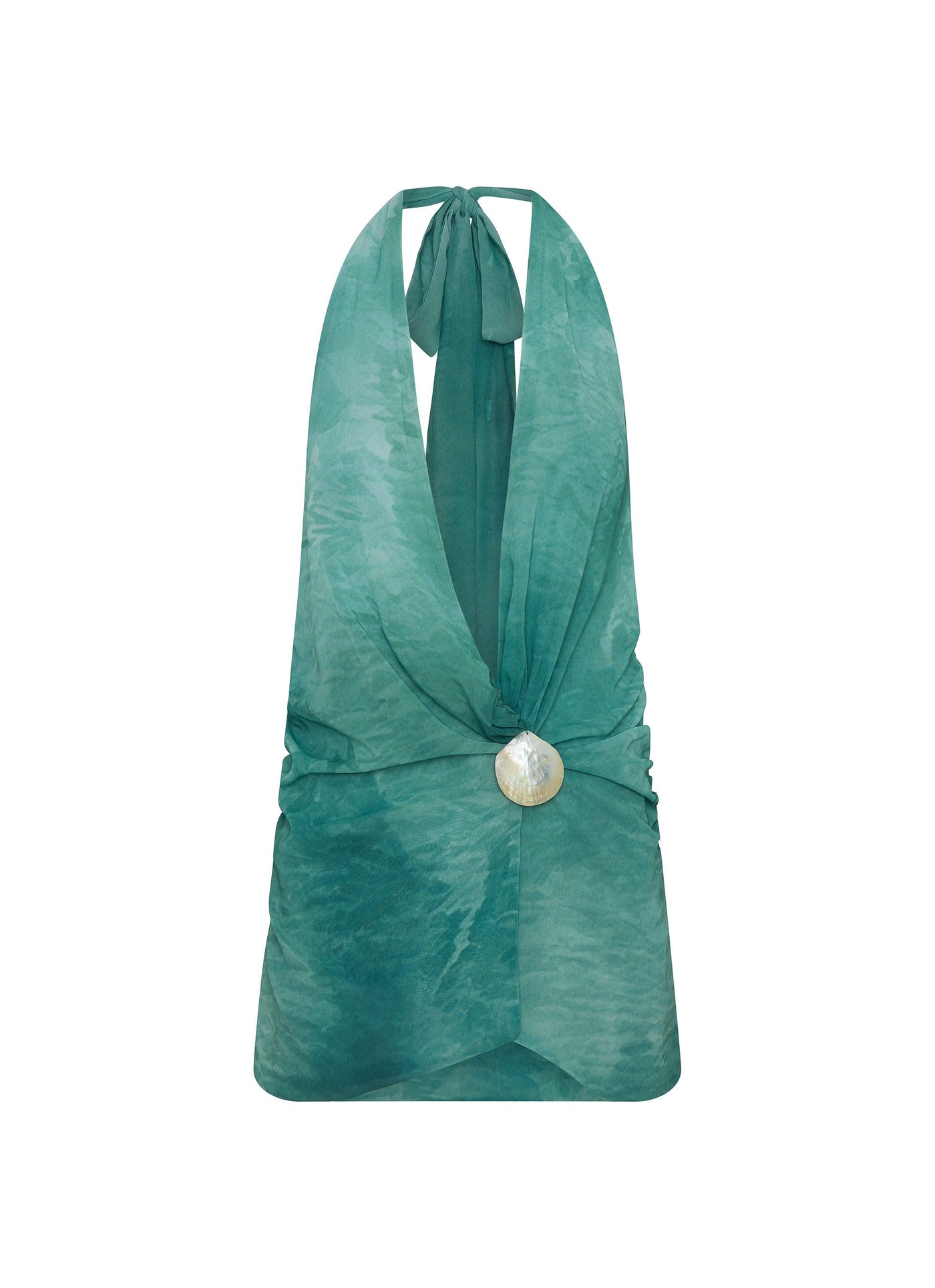 Tie Dye Halter Neck Plunge Ruched Mini Dress 3