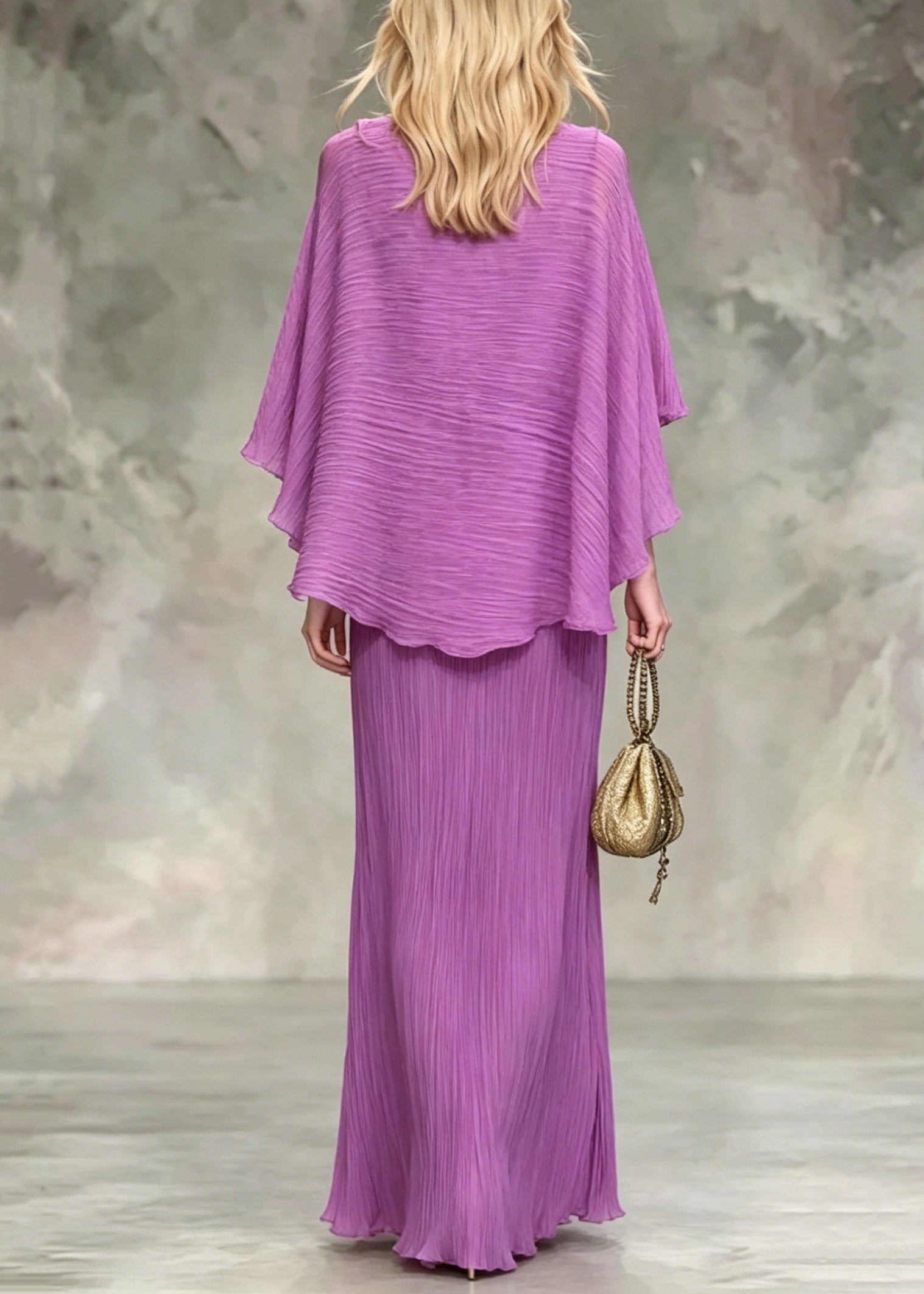 Plisse Keyhole Neck Flutter Sleeve Wide Leg Maxi Jumpsuit