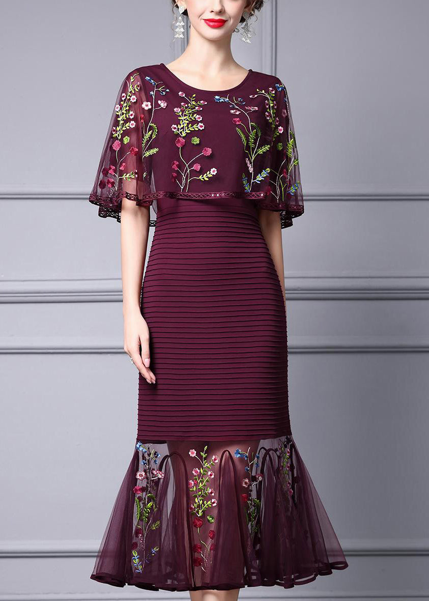 Velvet Floral Print Off Shoulder Cape Sleeve Maxi Dress