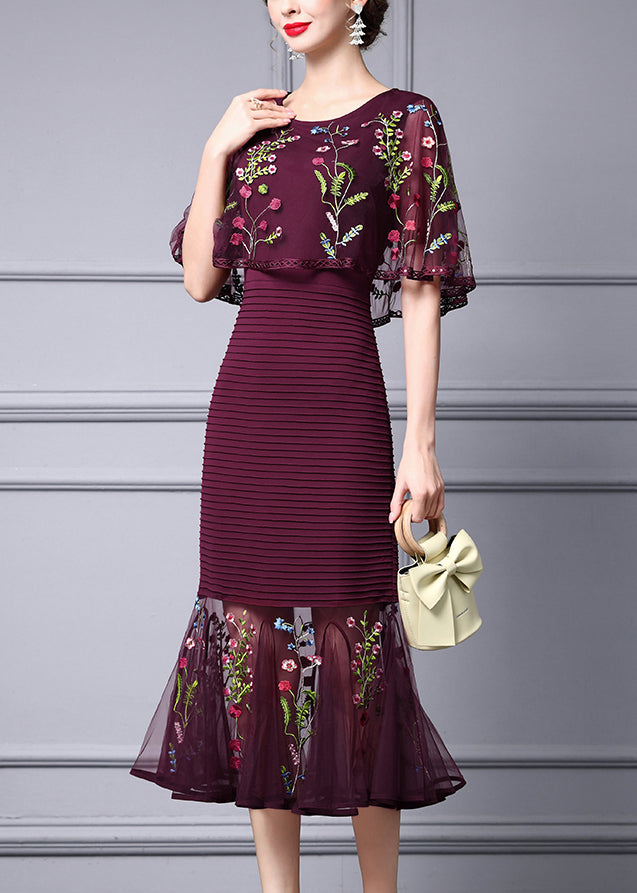 Velvet Floral Print Off Shoulder Cape Sleeve Maxi Dress