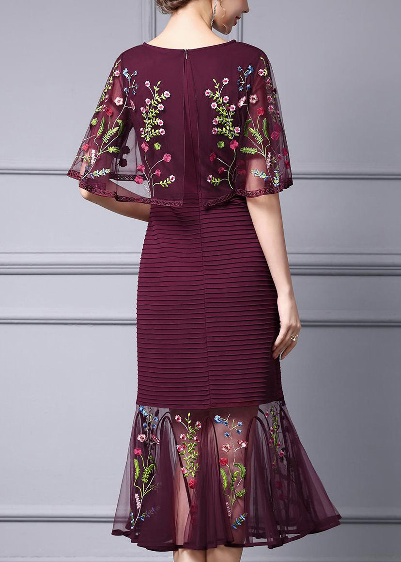 Velvet Floral Print Off Shoulder Cape Sleeve Maxi Dress