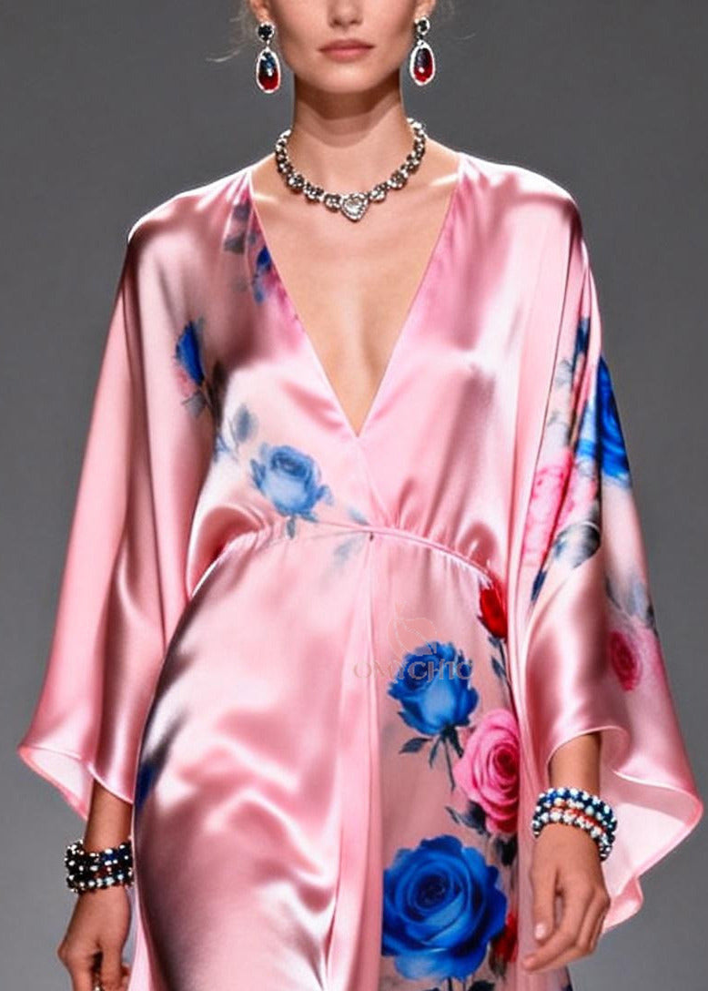 Silk Floral Oversized Midi Dress - View 2