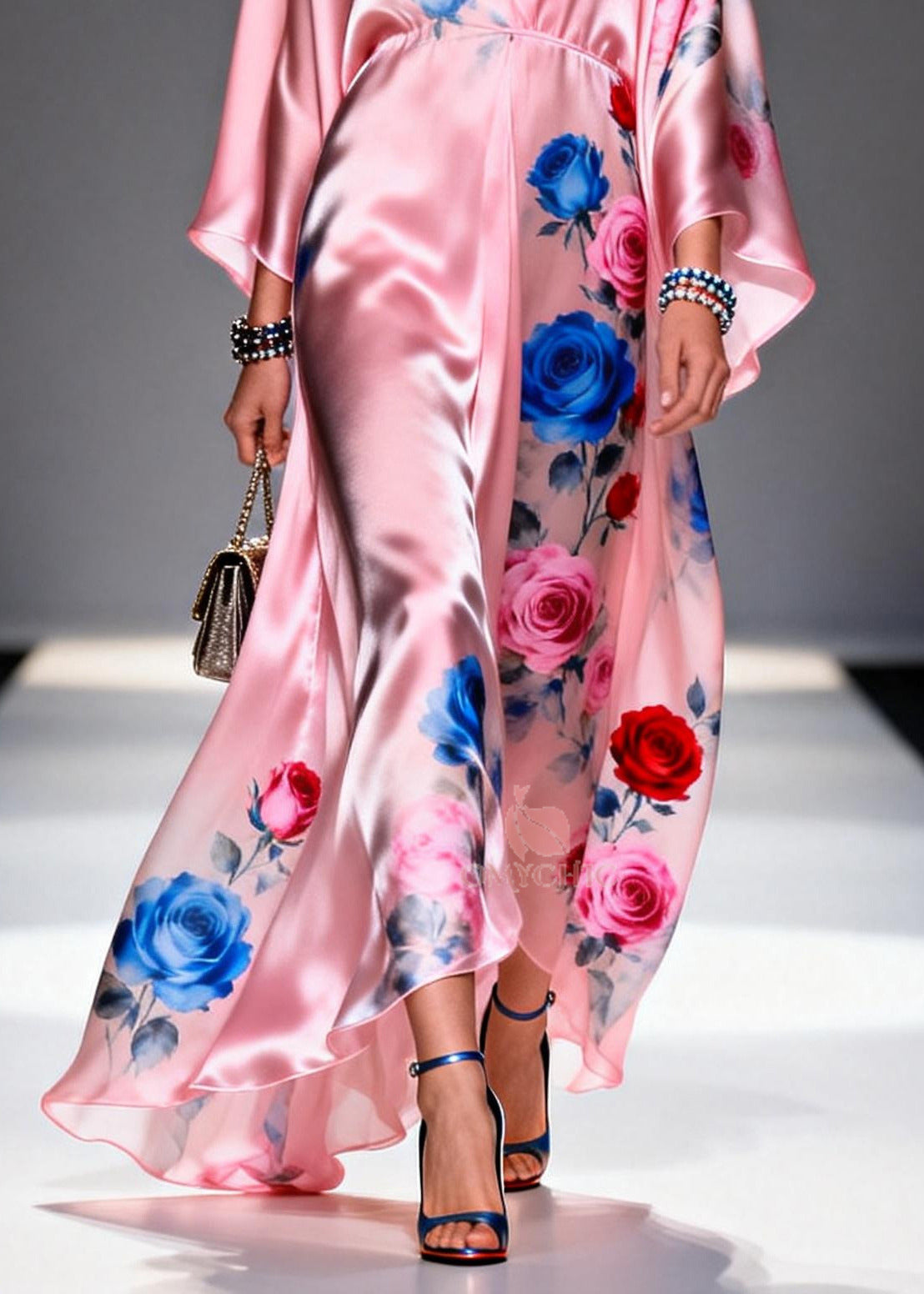 Silk Floral Oversized Midi Dress - View 4