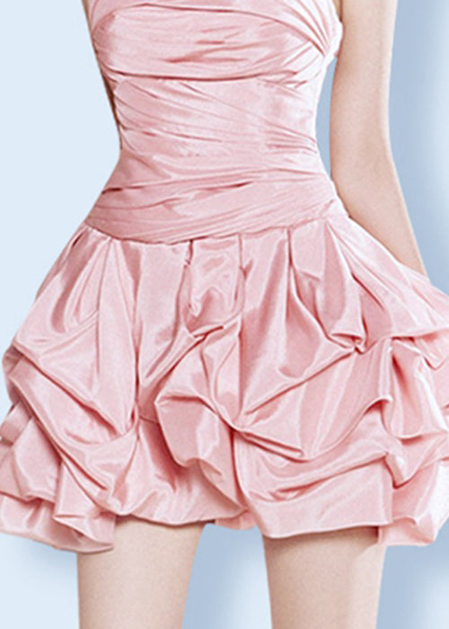 Strapless Ruched Bubble Skirt Fit and Flare Mini Dress