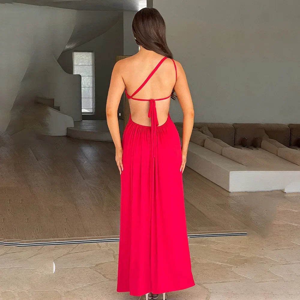 Backless Off-the-Shoulder Bodycon Maxi Dress