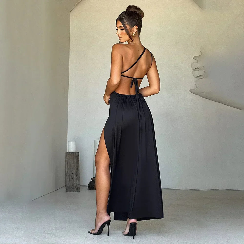 Backless Off-the-Shoulder Bodycon Maxi Dress