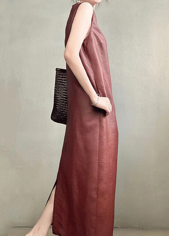 Sleeveless Boat Neck Column Straight Floor Length Maxi Dress