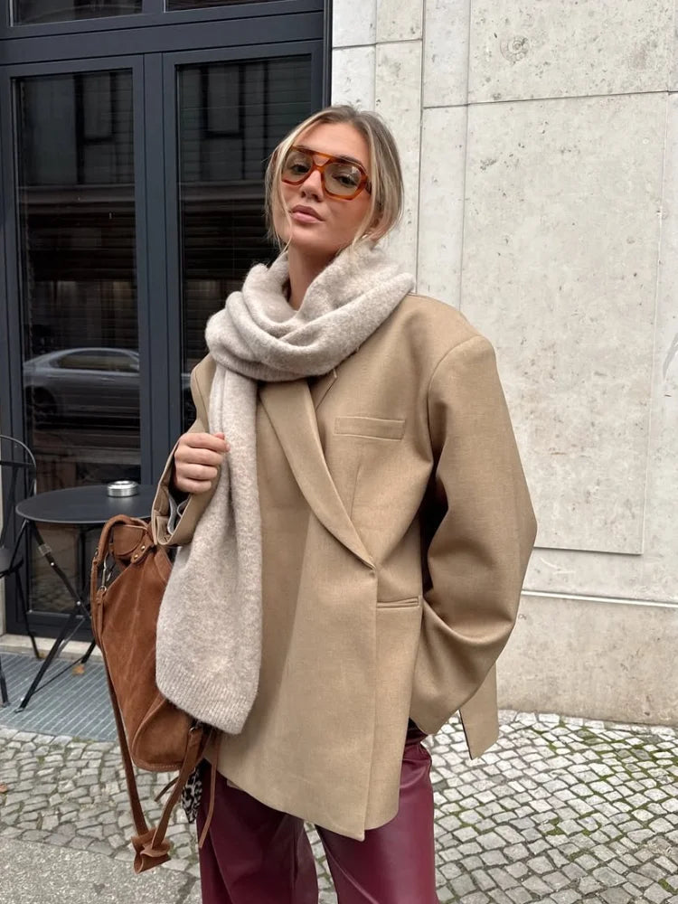 Oversized Wrap Front Asymmetric Hem Lapel Blazer 6