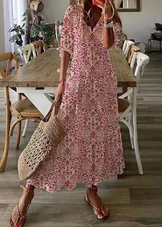 Eyelet Lace V-Neck Tassel Tie Elbow Sleeve Tiered Ruffle Scallop Hem Maxi Dress