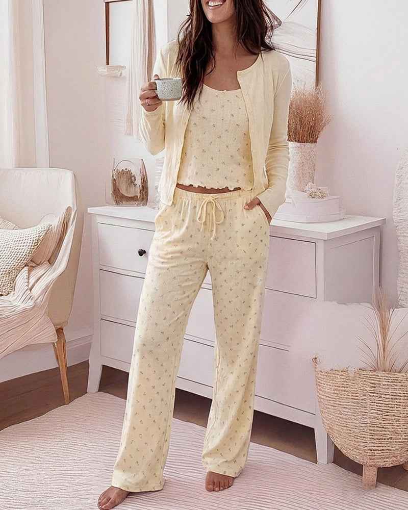 Floral Pajama Set | Soft Cami & Cardigan with Pockets | Cozy Loungewea