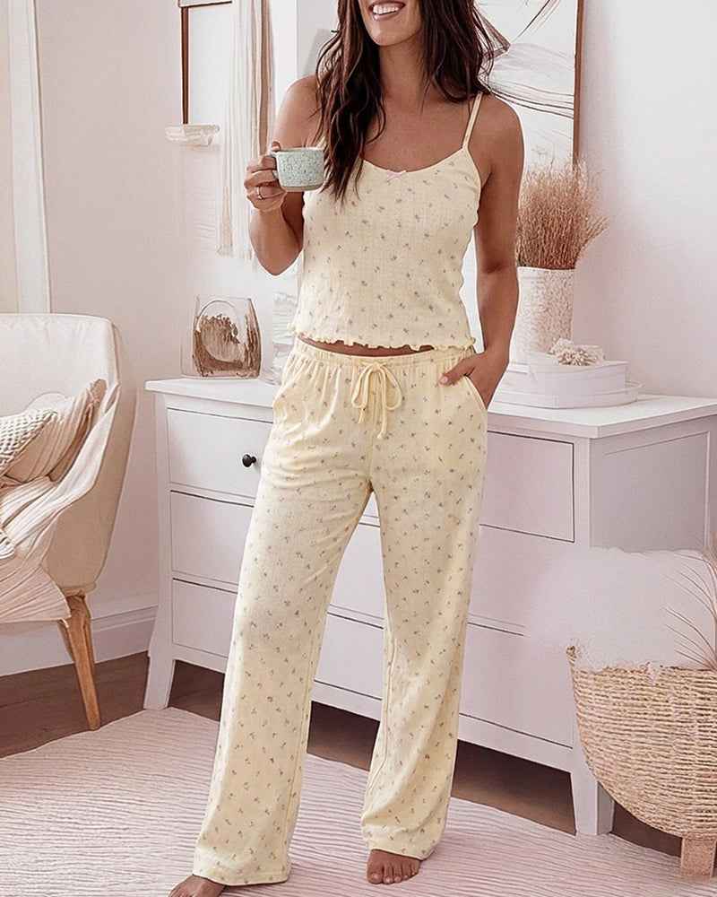 Floral Pajama Set | Soft Cami & Cardigan with Pockets | Cozy Loungewea