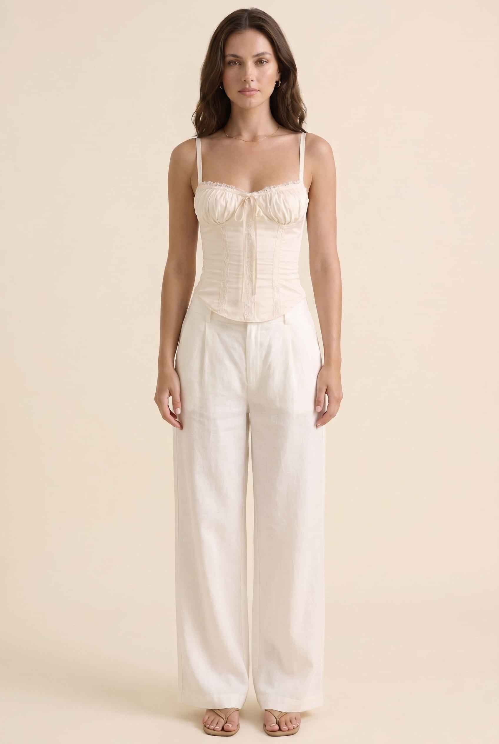 Elegant Structured Corset Cami Top with Adjustable Straps & Breathable