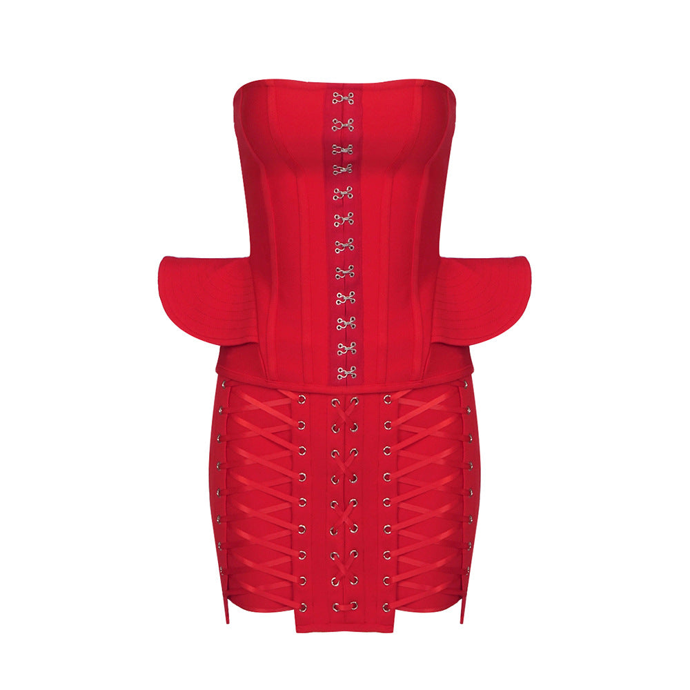 Elle Heart Laces Bustier & Skirt Set