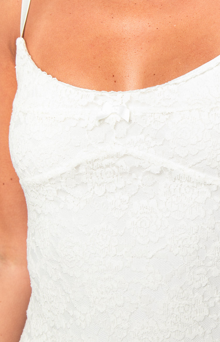 Textured Lace Scoop Neck Spaghetti Strap Fitted Maxi Dress 6