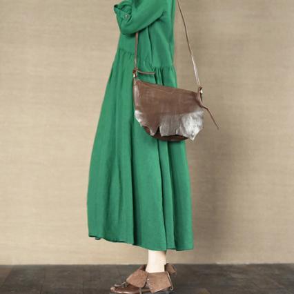 Emerald green linen sundress women linen maxi dress oversize cotton summer dresses