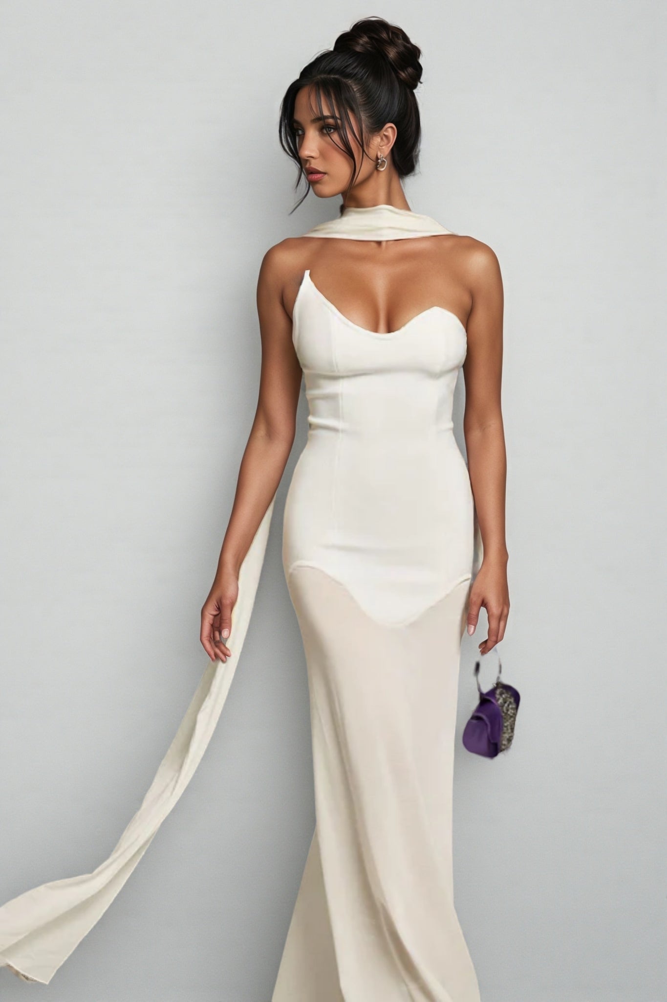 Tyvef Strapless Draped Bandage Maxi Dress - View 5