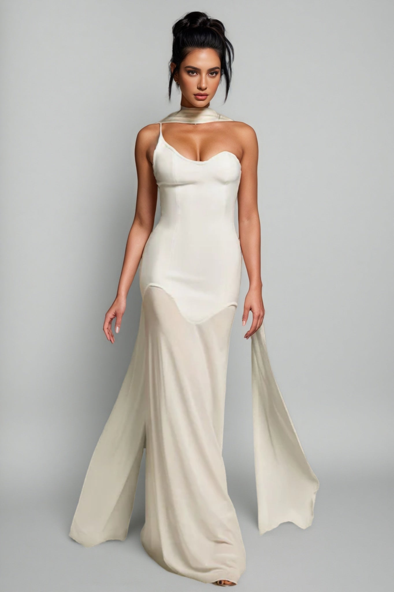 Tyvef Strapless Draped Bandage Maxi Dress - View 4