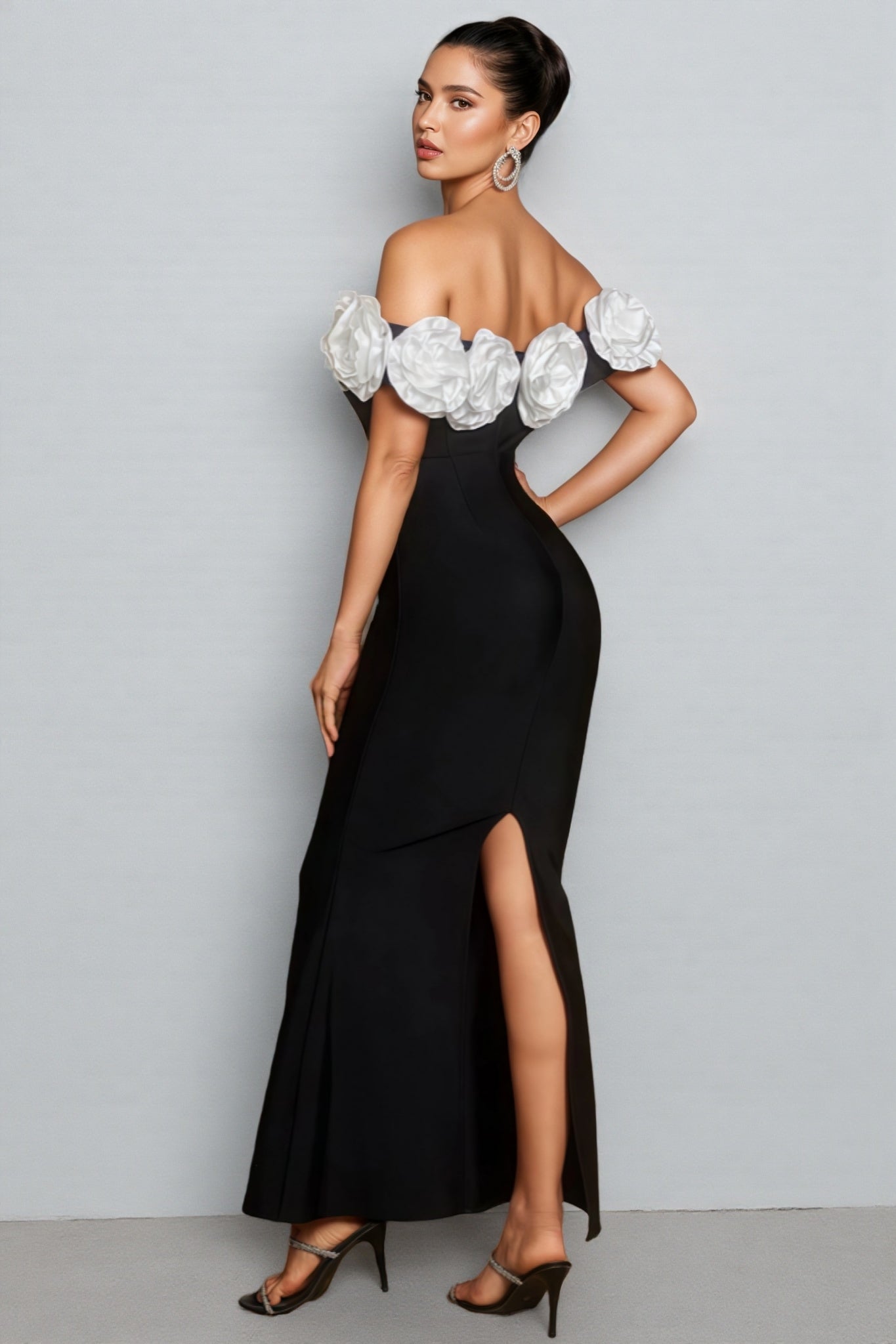 Evian Off Shoulder Flower Bandage Maxi Dress - View 4