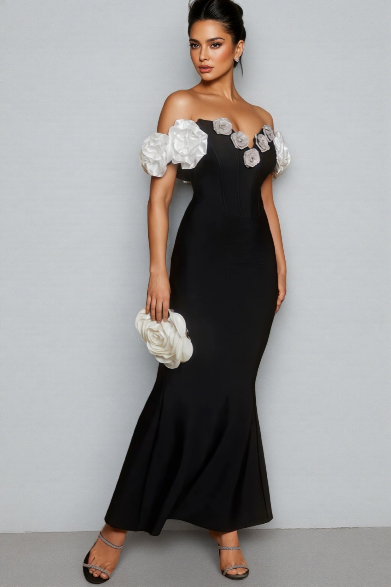 Evian Off Shoulder Flower Bandage Maxi Dress - View 6