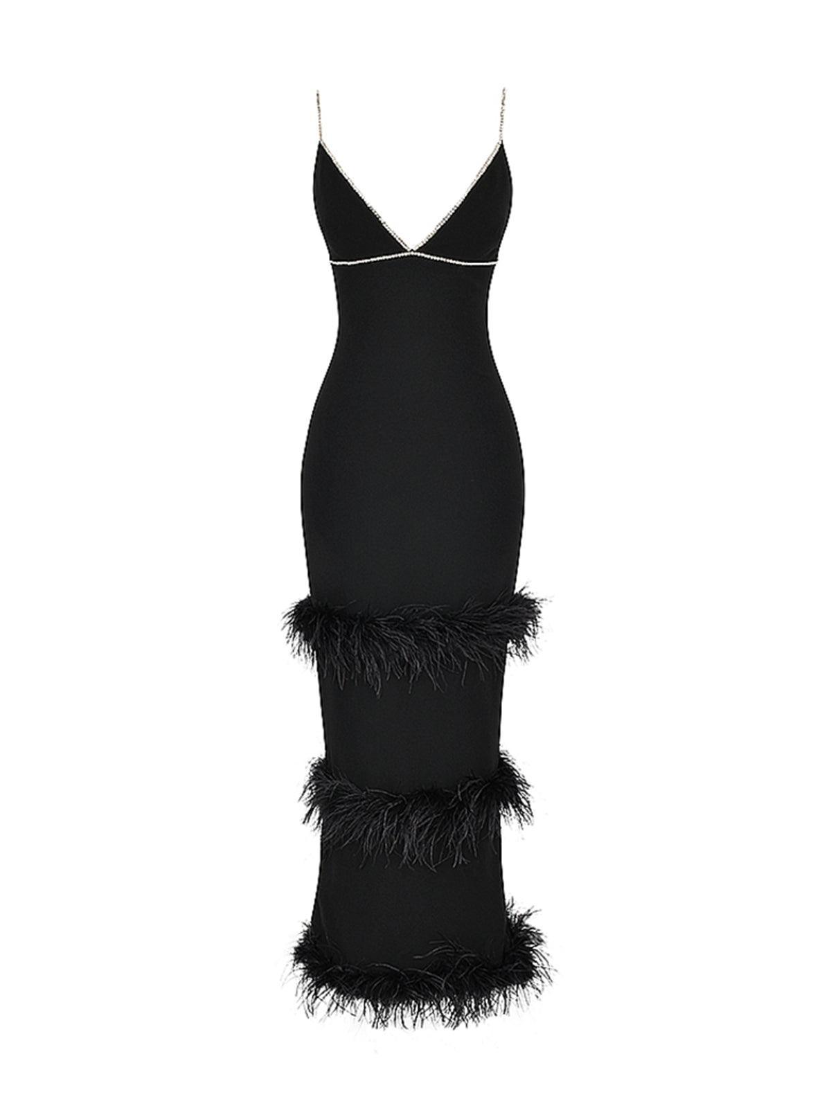 Evolet Rhinestone Feather Bandage Dress 6