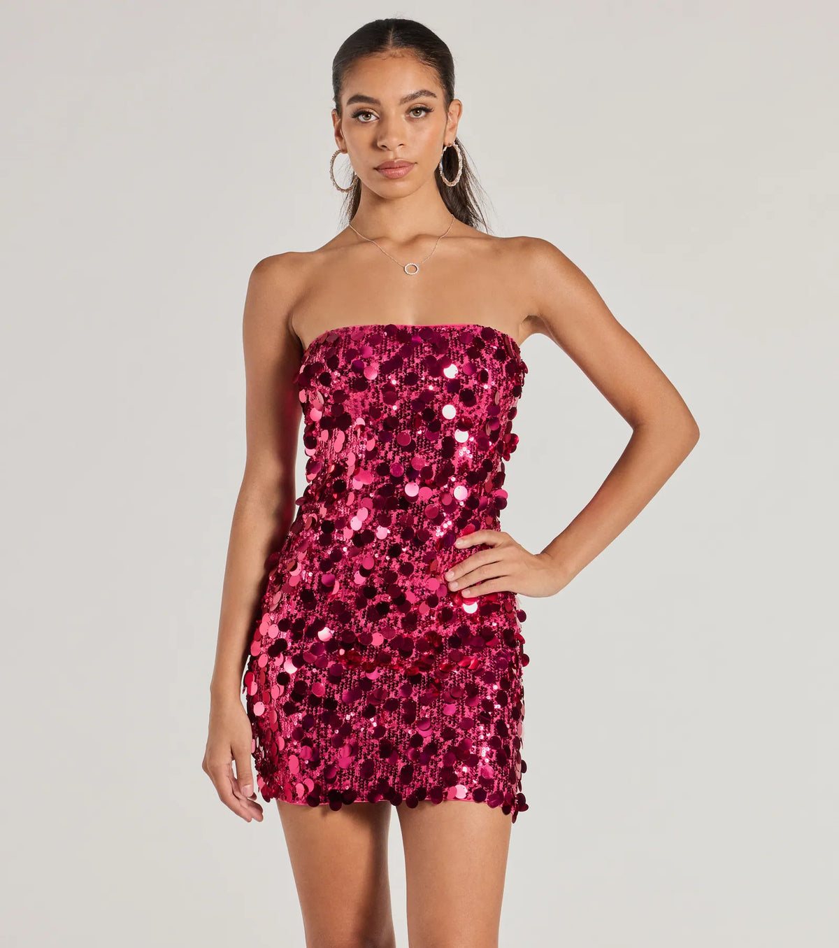 Paillette Sequin Strapless Bodycon Party Mini Dress 10