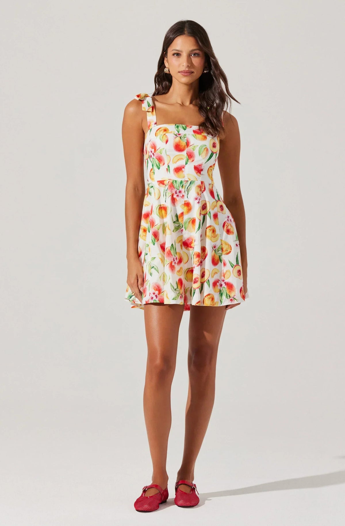 Fruit Print Tie Shoulder Square Neck Fit and Flare Mini Dress 6
