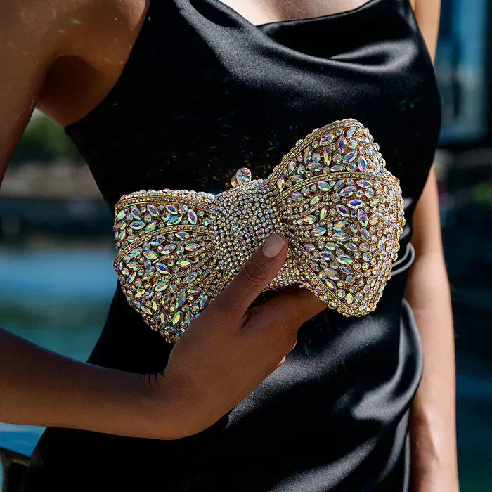 Crystal Embellished Bow Evening Clutch