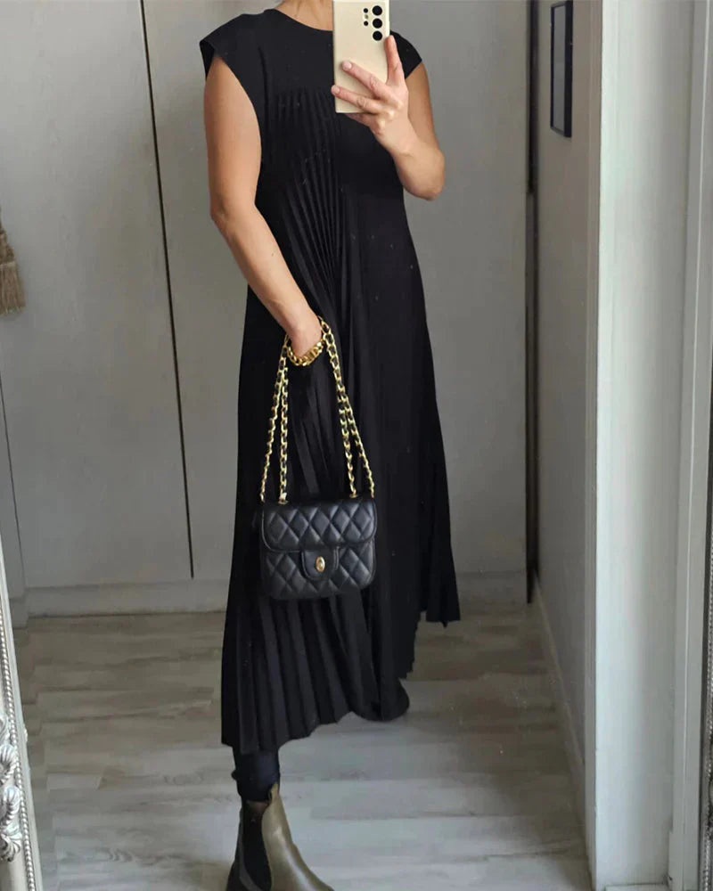 Iru Elevated Sleeveless Pleated Dress Statement Occasion Edit