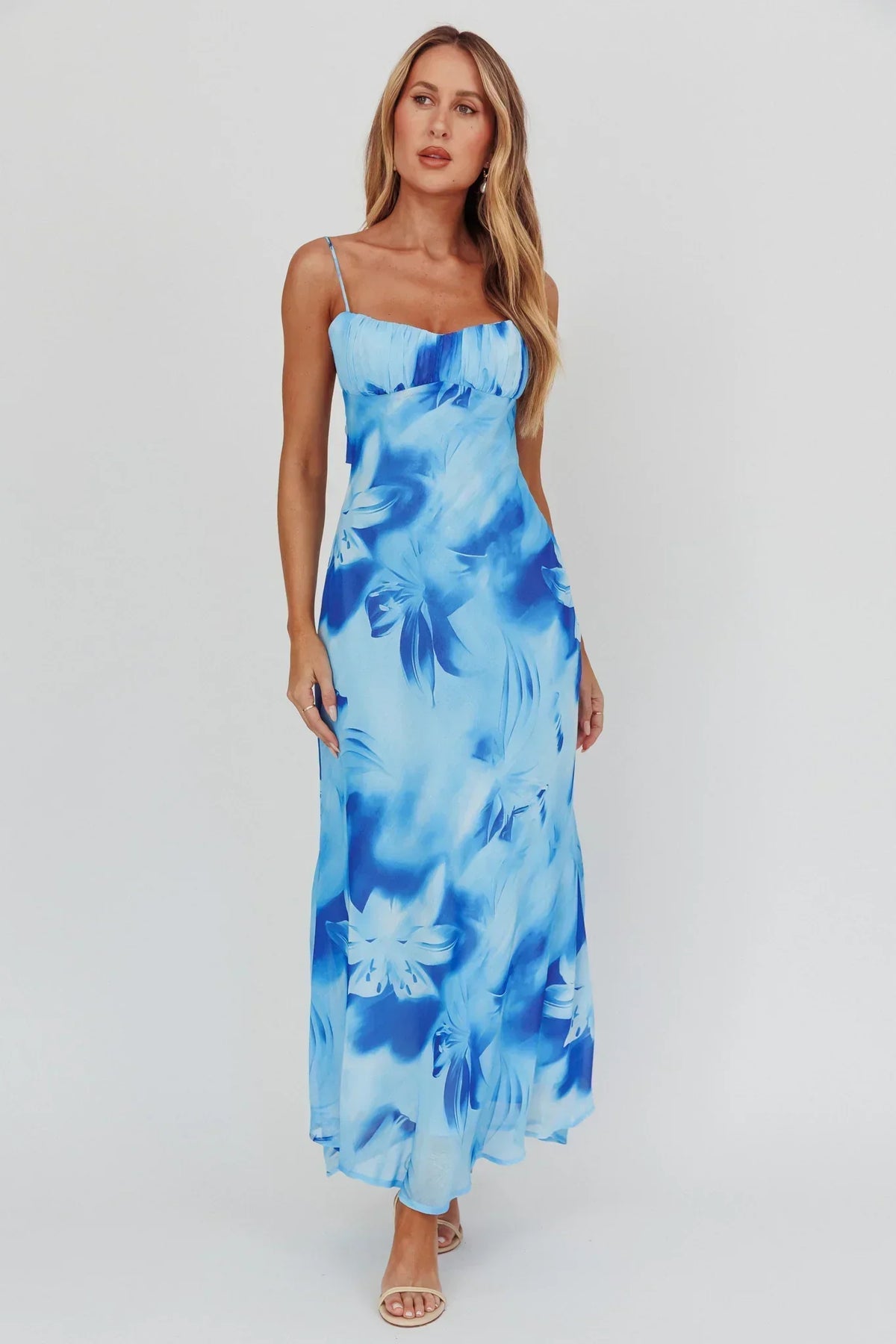 Nerida Low Back Twist Maxi Dress Lily Blue