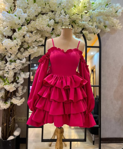 A-line Spaghetti Straps Tiered Homecoming Dress cc824