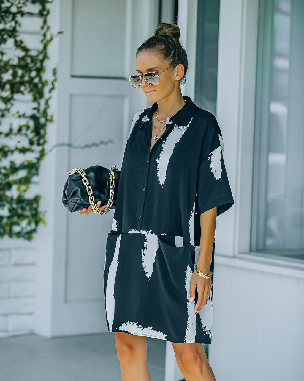 Raelynn Pocketed Button Down Shirt Dress FINAL