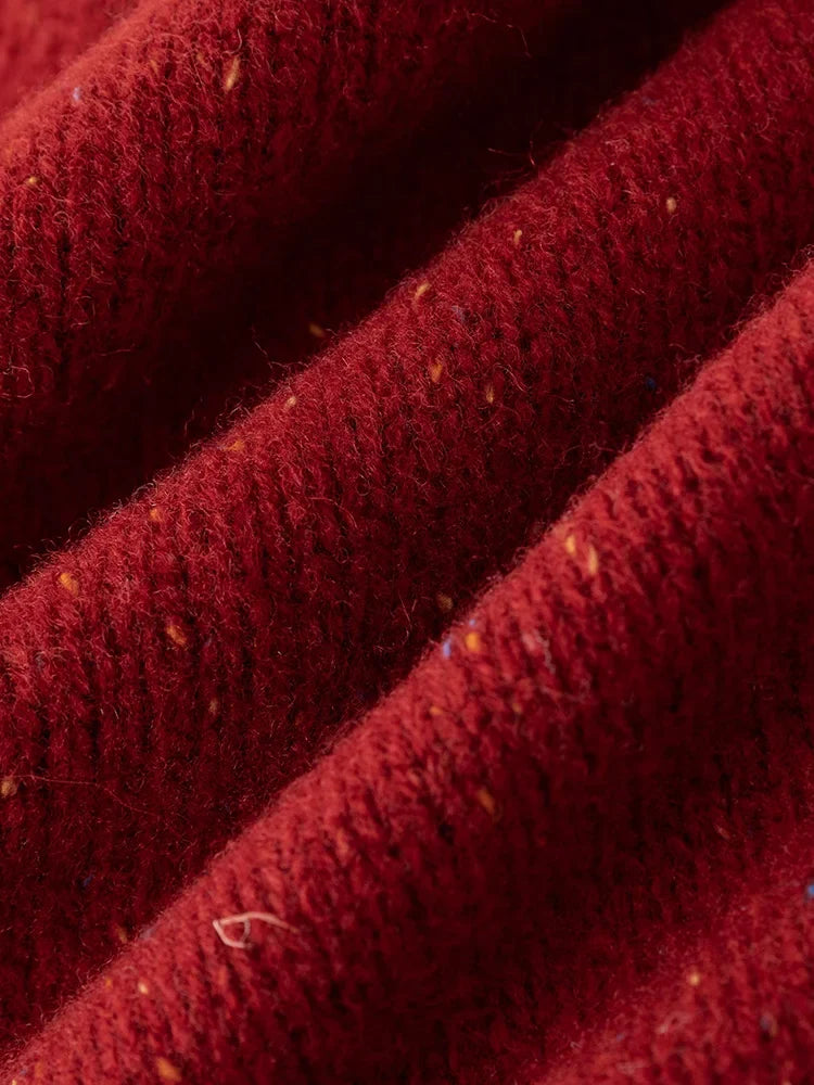 Full Sleeve Loose Layup Knitwear Red Sweater