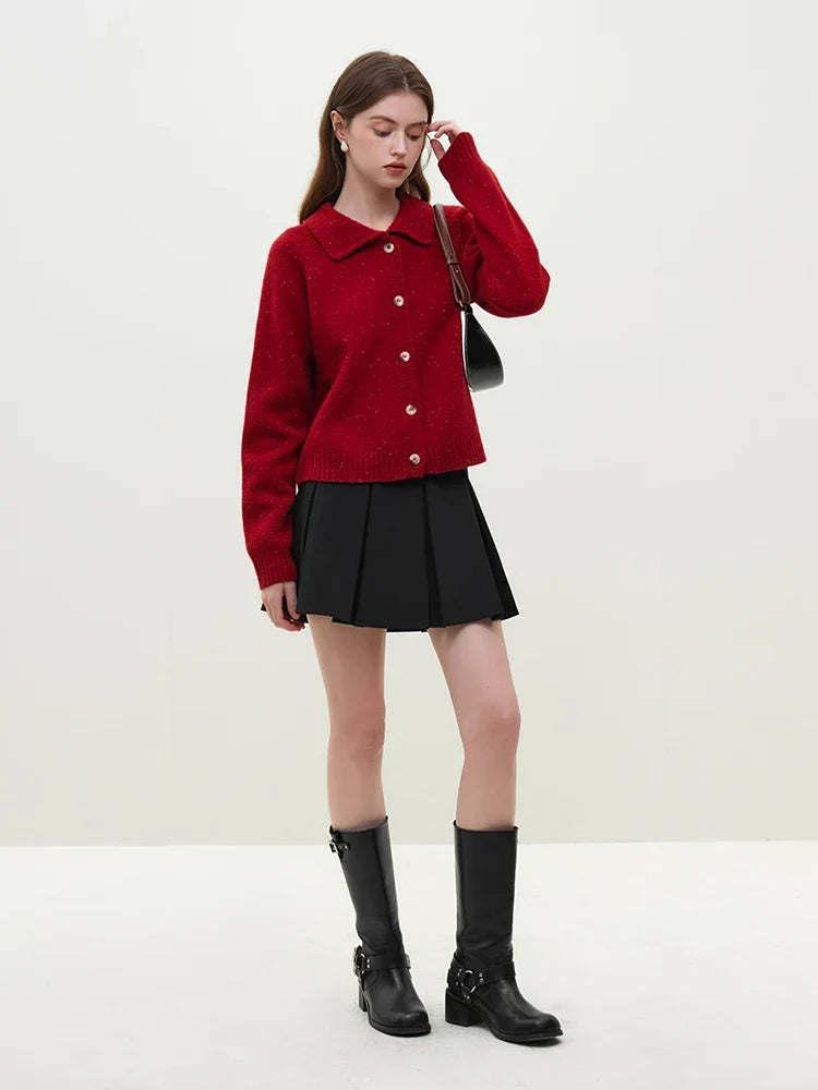 Full Sleeve Loose Layup Knitwear Red Sweater