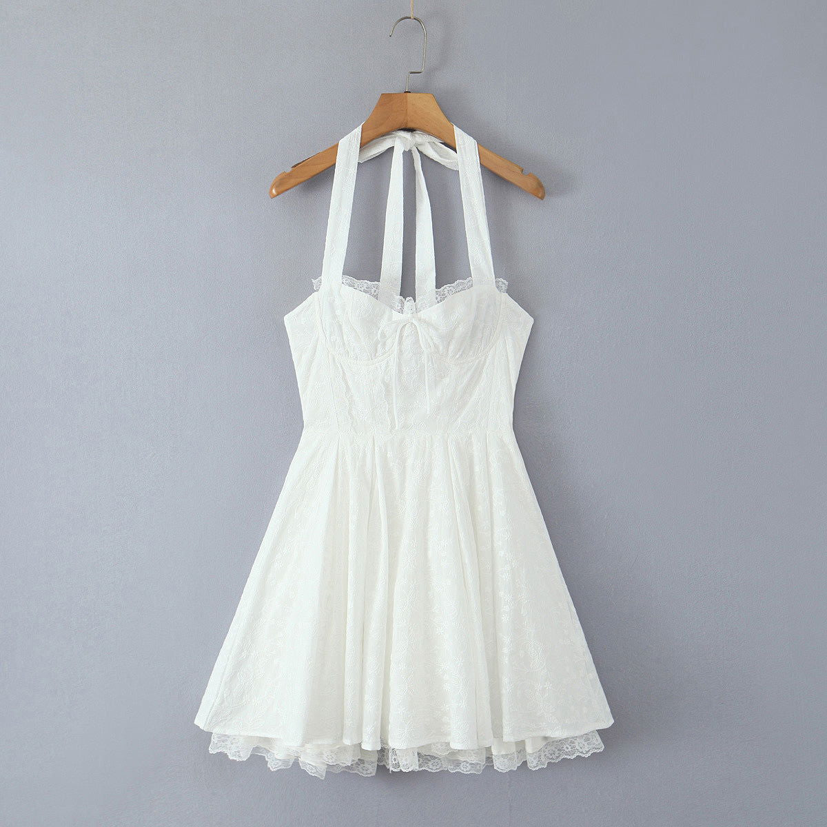 Lace Corset Sweetheart Neck A-Line Midi Dress
