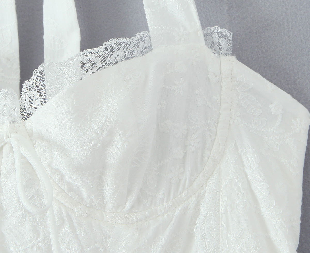Lace Corset Sweetheart Neck A-Line Midi Dress