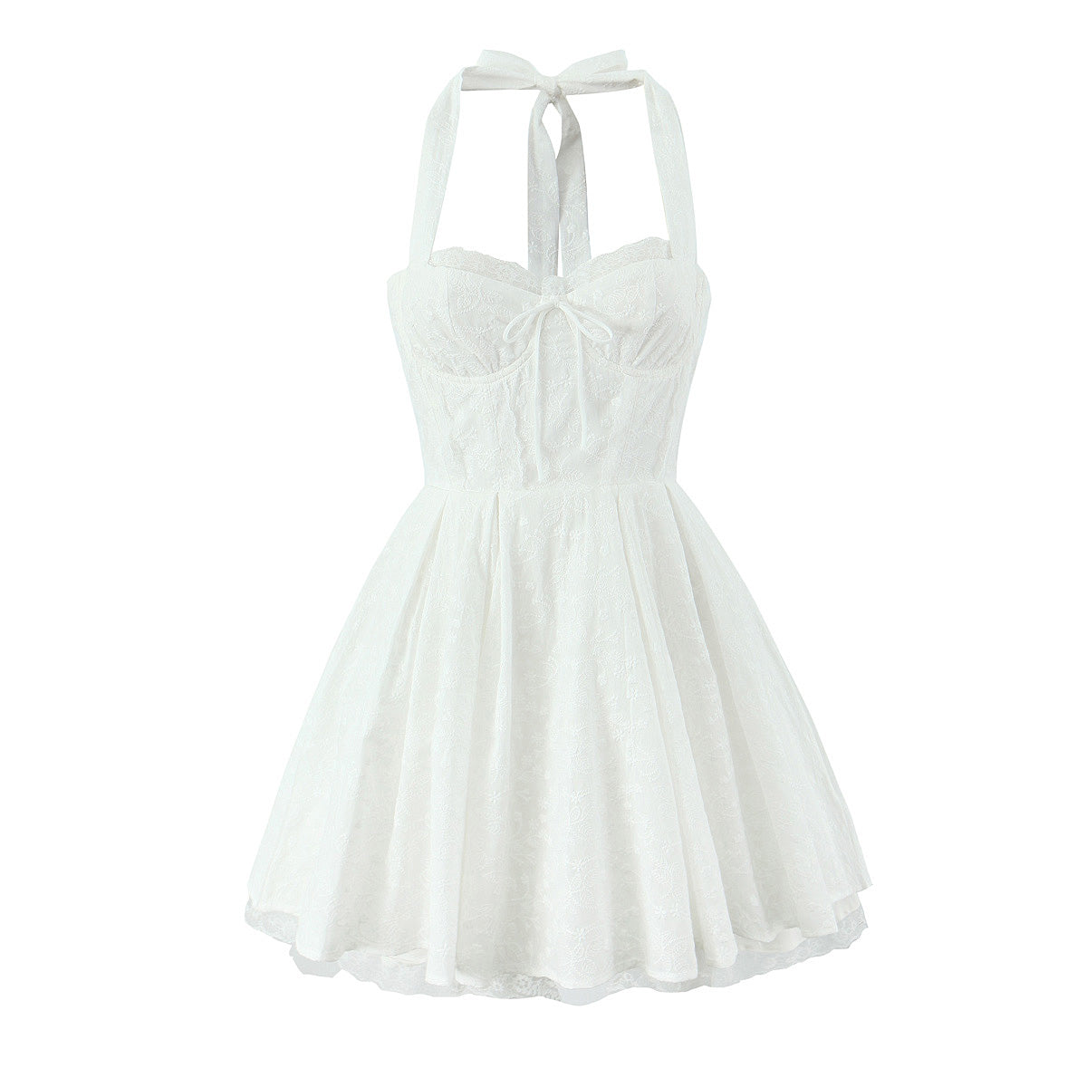 Lace Corset Sweetheart Neck A-Line Midi Dress
